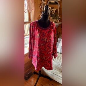 ⭐️Denim & Co. Printed French Terry Long-Sleeve Tunic 2X⭐️ NWOT